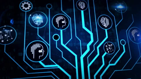 Artificial intelligence symbols digital tree Stock Footage 124833496