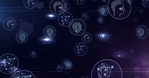Artificial intelligence symbols loop Video stock 124394458