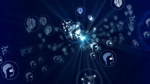 Artificial intelligence symbols seamless loop Stock Footage 130874257