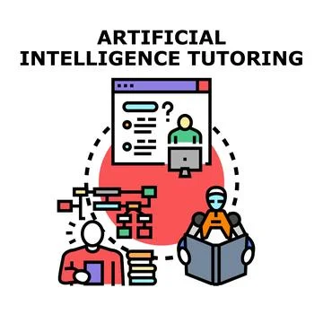 Artificial intelligence system assisting with online education 스톡 일러스트