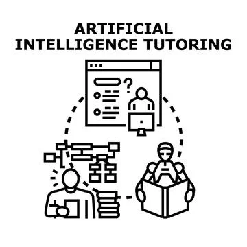 Artificial intelligence system assisting with online education Stock Illustration