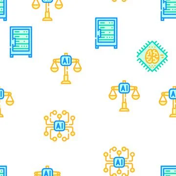 Artificial Intelligence System Icons Set isolated illustration Stockillustratie