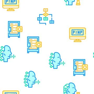 Artificial Intelligence System Icons Set isolated illustration 스톡 일러스트