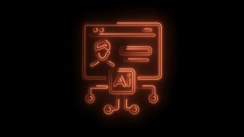 Artificial intelligence system interface neon glow digital network connecti.. Video stock 345989934