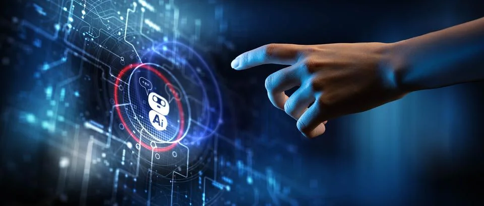 Artificial Intelligence System with Neural Network Circuitry on Touch Interfa 库存照片