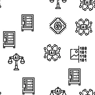 Artificial Intelligence System Vector Seamless Pattern Stockillustratie