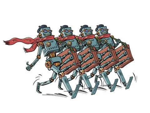 Artificial intelligence takes the work of artists. Problems of technology Stock Illustration