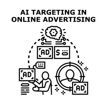 Artificial intelligence targeting online digital advertising concept Stock Illustration