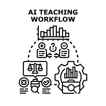 Artificial intelligence teaching workflow improving digital learning Stock Illustration