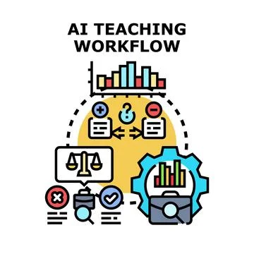 Artificial intelligence teaching workflow improving digital learning Stockillustratie