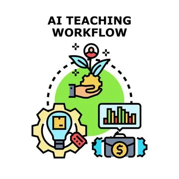 Artificial intelligence teaching workflow process concept 库存插图