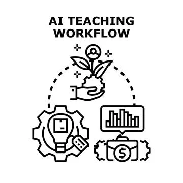 Artificial intelligence teaching workflow process concept Stock Illustration