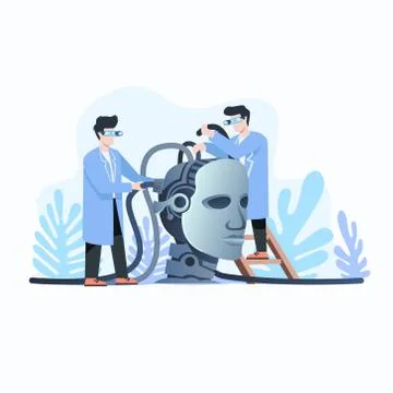Artificial intelligence team work illustration concept Stock Illustration
