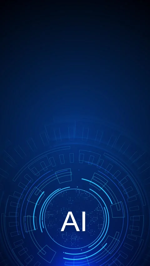 Artificial intelligence tech display concentric interface graphics, elements, ne Stock Footage 340398699