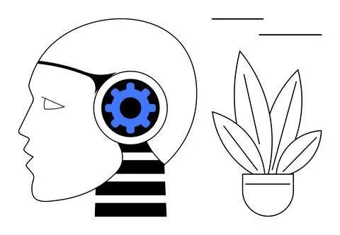 Artificial intelligence, tech innovation, robotics, eco design, future techno Stock Illustration
