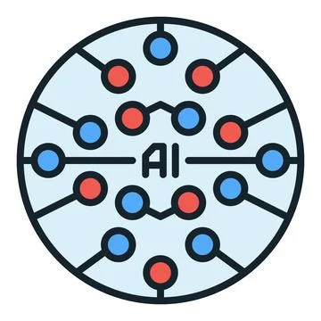 Artificial Intelligence tech vector AI business round colored icon or sign Illustrazione stock