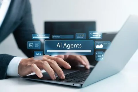 Artificial intelligence technology, AI agent, businessman uses AI technolog.. Stock Photos