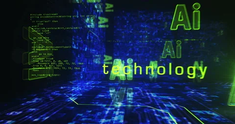 Artificial intelligence technology AI symbols loop cyber concept 스톡 동영상 211326661