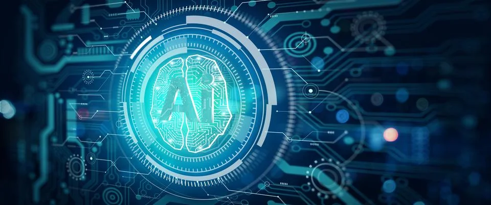 Artificial intelligence technology and Brainstorm with business growth develo Stock Illustration