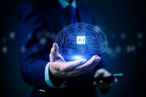 Artificial intelligence, technology, and business innovation concept with d.. Stock Photos
