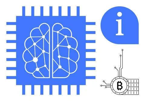 Artificial Intelligence Technology and Cryptocurrencies Integration 스톡 일러스트