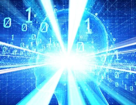 Artificial intelligence technology and network data transmission and storage Illustrazione stock