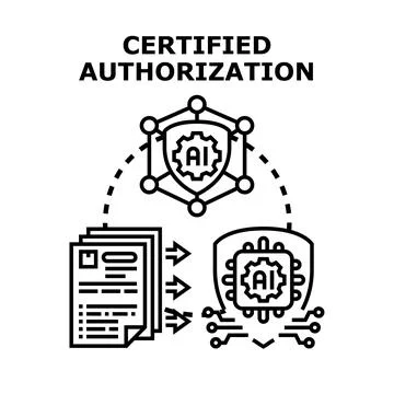 Artificial intelligence technology is authorizing documents, creating a certi Illustrazione stock