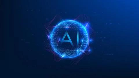 Artificial intelligence technology background AI assistant and agentic AI s.. Stockillustratie