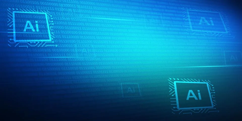 Artificial Intelligence Technology Background concept with binary Illustrazione stock