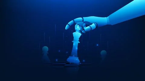 Artificial intelligence technology background featuring a robotic hand movi.. Stockillustratie