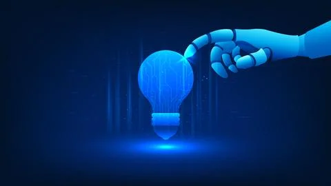 Artificial intelligence technology background featuring a light bulb with d.. Stockillustratie