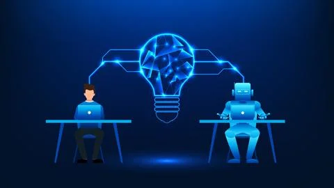 Artificial intelligence technology business and robot with a connected brai.. Stockillustratie
