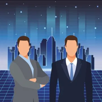 Artificial intelligence technology businessmen virtual reality interface future Stock Illustration