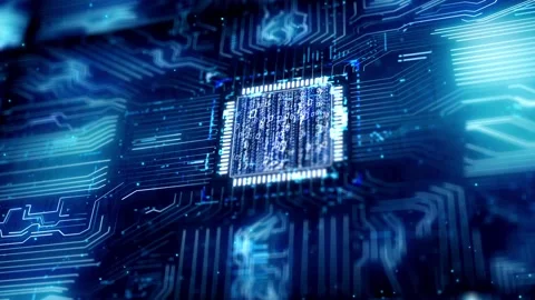 Artificial intelligence technology chip circuit board circuit background Stock Footage 159773586