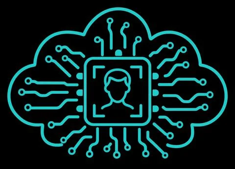 Artificial intelligence technology cloud computing concept Stock Illustration