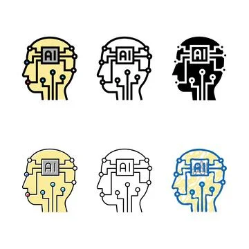 Artificial intelligence technology color icon vector series Stock Illustration
