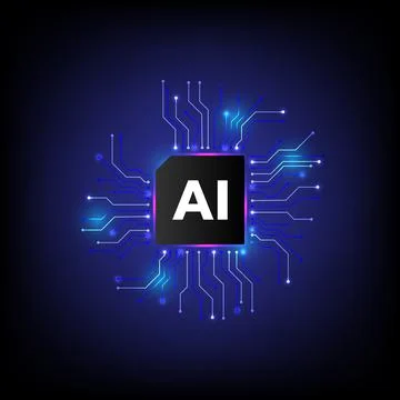 Artificial intelligence technology computer chipset concept on circuit Stock Illustration