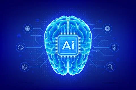 Artificial intelligence technology concept. Digital brain. AI chip integrat.. Stock Illustration