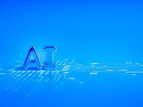 Artificial intelligence technology concept with glossy AI letters on futuri.. Stock Photos