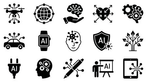 Artificial intelligence technology concept icons set for digital development Stock-Illustration