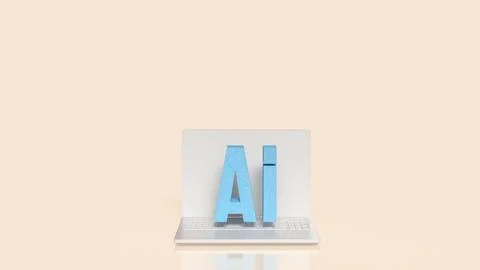 Artificial Intelligence Technology Concept with Modern Laptop Computer 3d r.. Stock Illustration