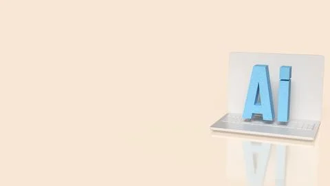 Artificial Intelligence Technology Concept with Modern Laptop Computer 3d r.. Stock Illustration