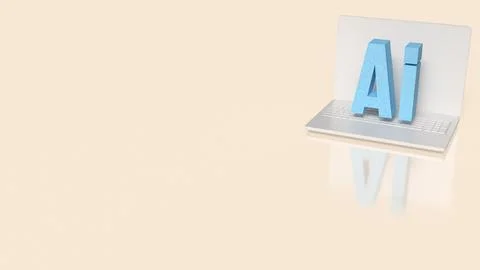 Artificial Intelligence Technology Concept with Modern Laptop Computer 3d r.. Stock Illustration