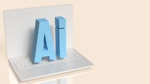 Artificial Intelligence Technology Concept with Modern Laptop Computer 3d r.. Stock Illustration