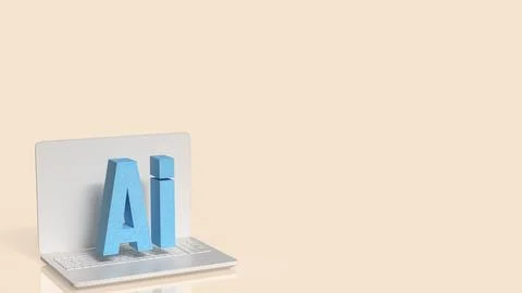 Artificial Intelligence Technology Concept with Modern Laptop Computer 3d r.. Stock Illustration