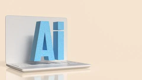 Artificial Intelligence Technology Concept with Modern Laptop Computer 3d r.. Stock Illustration