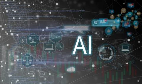 Artificial Intelligence technology concept with text AI made of electronic Stock Illustration