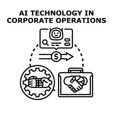 Artificial intelligence technology in corporate operations business process Illustrazione stock