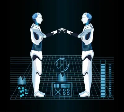 Artificial intelligence technology cyborg machines virtual reality Illustrazione stock