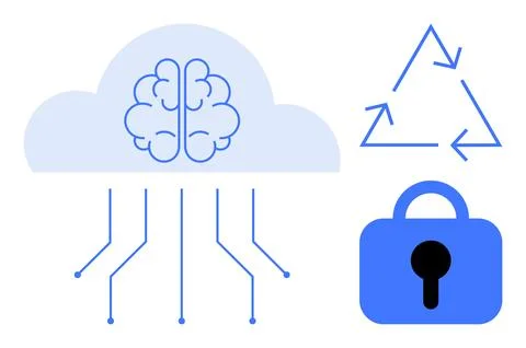 Artificial intelligence technology, data security with recycling concept in.. Stock Illustration